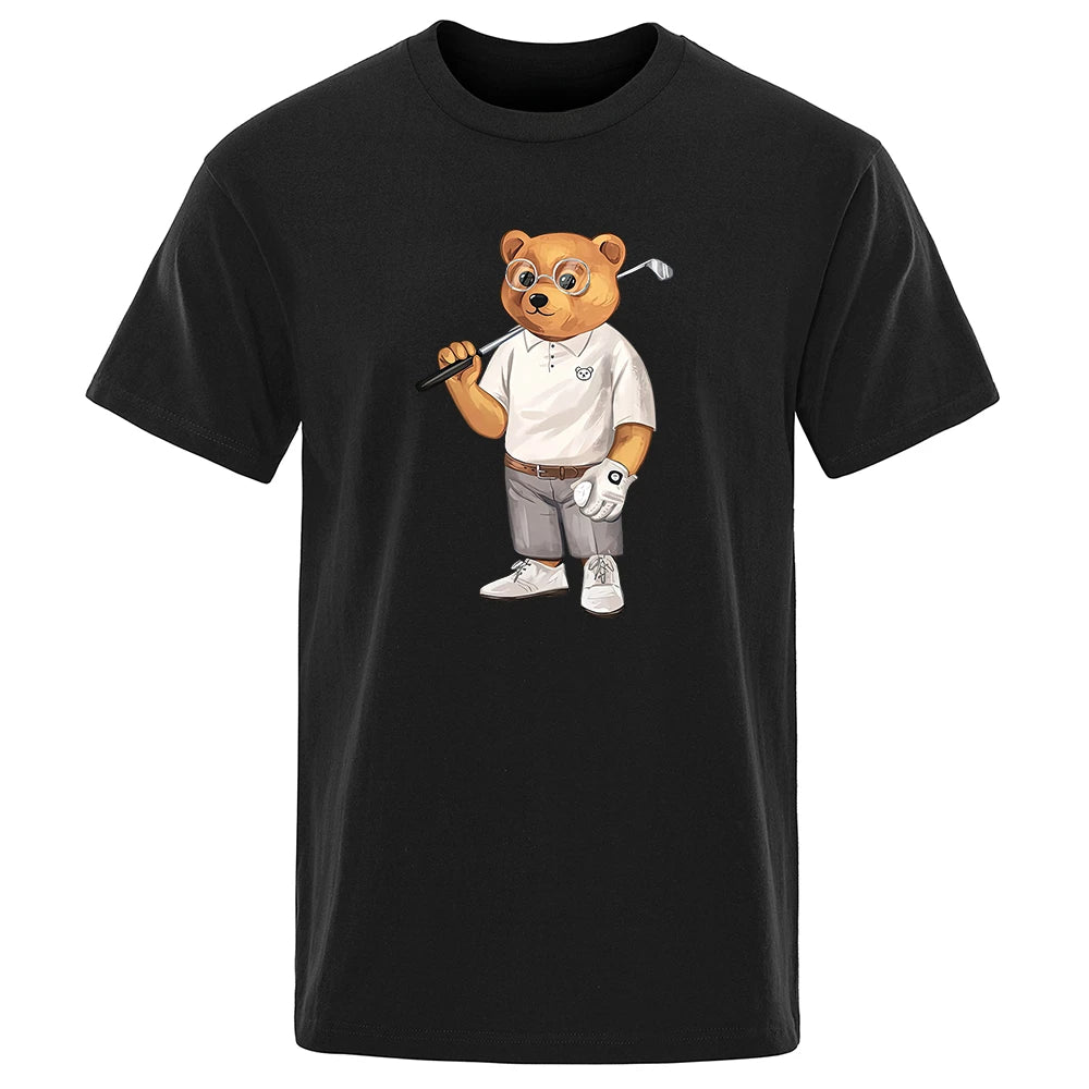 Gentleman Teddy Bear Playing Golf Men T-Shirt