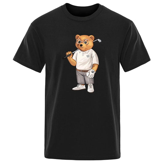 Gentleman Teddy Bear Playing Golf Men T-Shirt