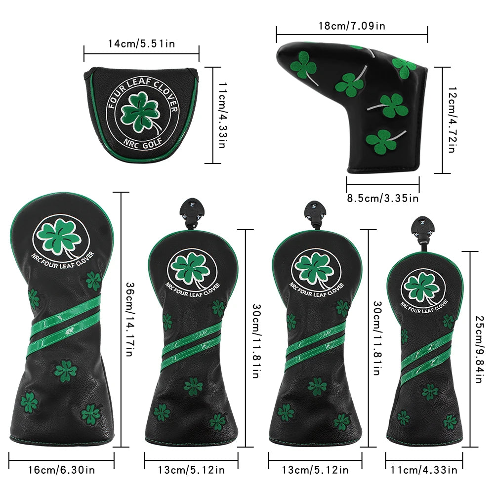 Driver, Fairway, Hybrid, Blade, and Mallet Putter Waterproof Four Leaf Clover